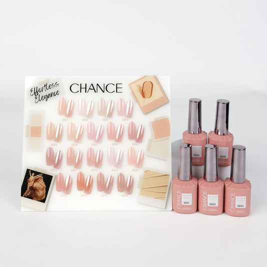 Chance Effortless Elegance Collection 0.5oz - 18 Colors w/ 1 Counter Display & 6 Chance No Wipe Top Coat 0.5oz